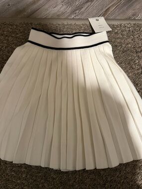White Pleated Tennis Skirt with Contrast Waistband